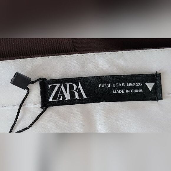 ZARA High Waist Brown Trousers with Front Pockets - Size US S / EUR S / MEX 26 - Picture 4 of 6